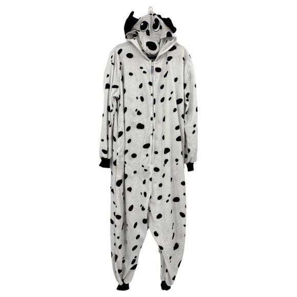 Silver Lilly Funziez Dalmatian Dog One Piece Zip Up Costume Size L Animals PJs - Picture 2 of 6